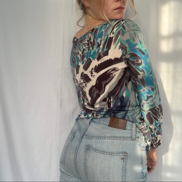 Emilio Pucci Psychedelic, Watercolor 90s Top - Picture 4 of 9